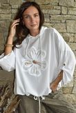 Rustic Nature Linen Blend Hippie Shake Hoodie White
